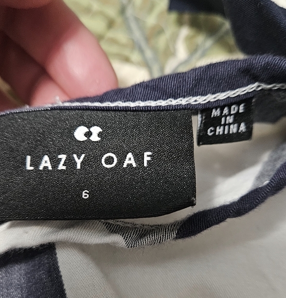 LAZY OAF Left Field Tie Dress In Blue/white Checkered Print. Size 6 - Picture 2 of 16